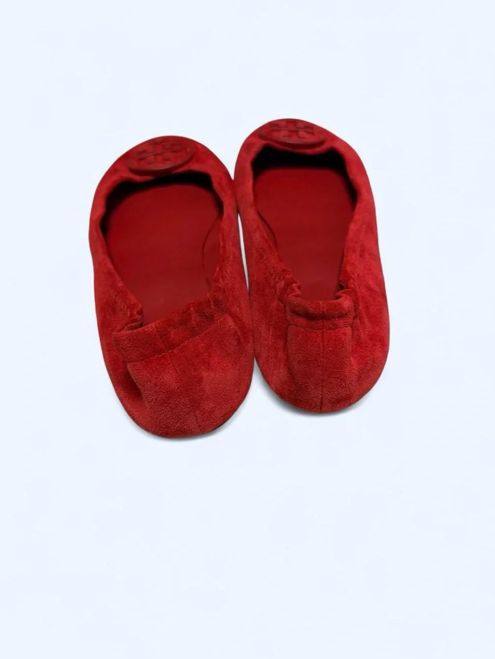 Tory Burch Red Suede Logo Ballet Flats